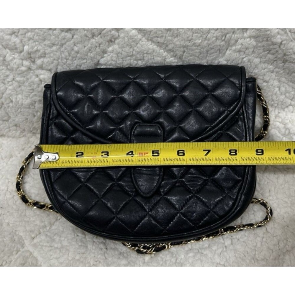 Jay Herbert New York vintage quilted black leather chain purse crossbody bag - Picture 4 of 13